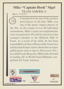 1993 Pro Billiards Tour #74 Mike Sigel Back